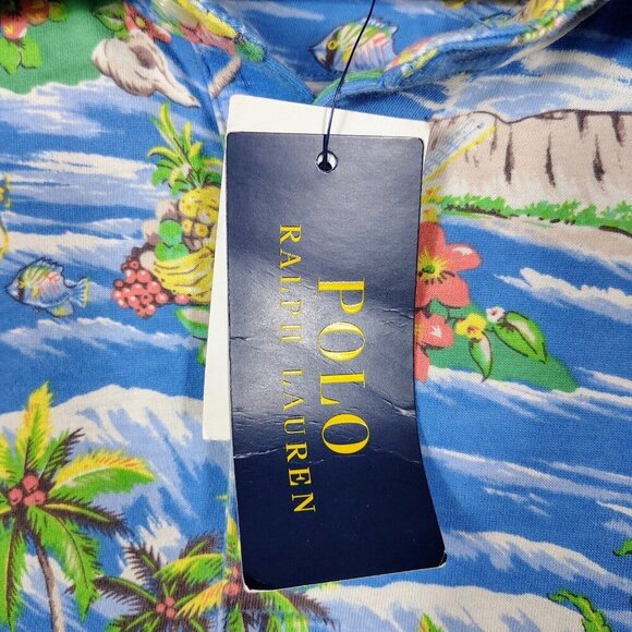 Polo Ralph Lauren Polo Shirt Mens XXL Blue Hawaiian Print Pony Logo Tropical NWT - Picture 10 of 15
